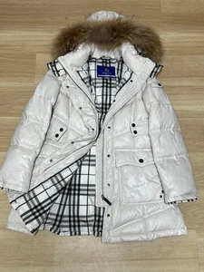 Burberry Blue Label Down Jacket White Nova Check M 3-Way Fur From Japan - Picture 1 of 24
