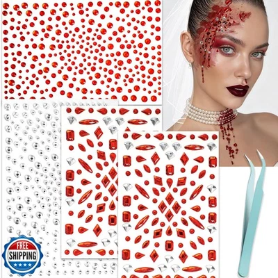 NOOEPC Gemas Cara Roja Vampiro Accesorios Halloween Maquillaje, Rostro Brillo Zombi Foto 1 de 4