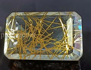Lab Created 163.85 Ct Rutilated Quartz | Emerald Cut | Stunning Loose Stone 5ARY - Picture 1 of 6