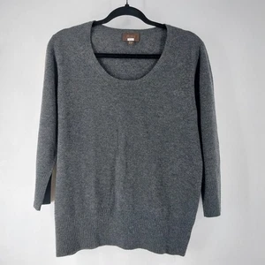 Pure Womens Pullover Cardigan Size 8/10 90% Wool 10% Cashmere Grey Scoop Neck - Picture 1 of 8