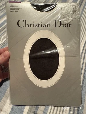 Vintage Christian Dior Dorissimo Ultra Sheer Sandal Foot Pantyhose Jet Blk Sz 2 - Imagem 1 de 4