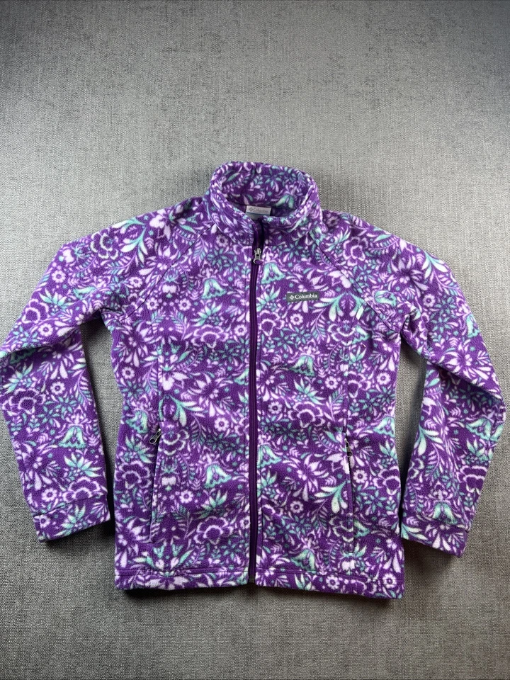 Columbia Benton Springs II Girls L  14/16 Fleece Jacket All Over Print Floral - Image 1 of 4