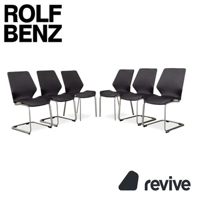 Ensemble De 6 Chaises Rolf Benz 610 En Tissu Gris - Photo 1/4