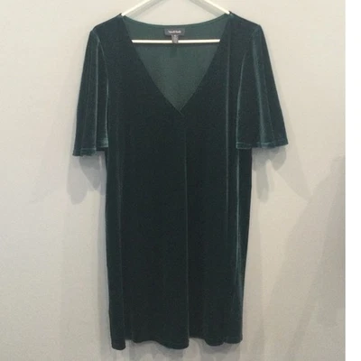 ModCloth Womens Velvet Dress Size M Hunter Green Fairy Grunge Festive Fall - Image 1 of 4