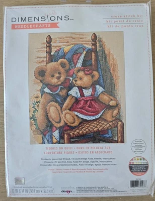 DIMENSIONS CROSS-STITCH KIT  #35103 TEDDIES ON QUILT - Image 1 of 2