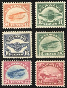 US Stamps # C1-6 Airmail MH F-VF+ Fresh Set - Picture 1 of 1