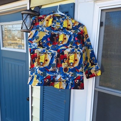 Blazer artístico pequeño de colección años 90 KAKTUS para mujer Pablo Picasso chaqueta caprichosa Y2K BinT Foto 1 de 4