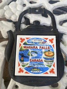 Vintage Cast Iron/ Tile Trivet Niagra Falls Canada Lego Japan - Picture 1 of 11