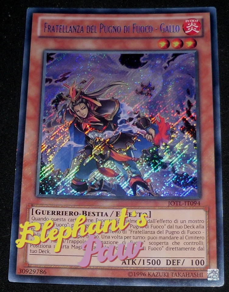 Yugioh - Fratellanza del Pugno di Fuoco Gallo RARA SEGRETA - JOTL-IT094 - Immagine 1 di 1