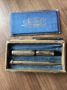 Vintage Morrison’s Vintage 14k Gold Filled 14K Nib Fountain Pen Pencil Set w/Box - Picture 1 of 8