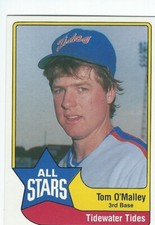 1989 CMC AAA All-Stars Tidewater Tides Baseball Card Tom O'Malley