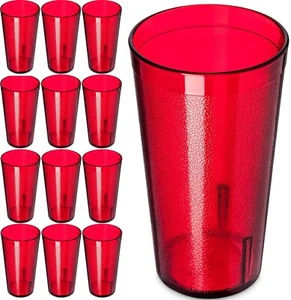 12-Set Carlisle Restaurant 16 oz Tumbler Cups Break-Resistant Drinking Red - Picture 1 of 3