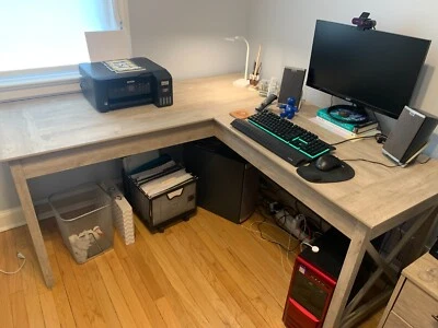 Bush Furniture Key West 60W L Shaped Desk in Washed Gray - Engineered Wood - Image 1 of 4