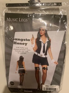 New Music Legs Gangster Honey Costume Adult Size M/L Dress Hat Belt Cuffs & Tie - Picture 1 of 4