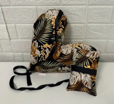 PASTEL BRIGHT DESIGNS Bronze 2Pc Mastectomy Gift Heart Pillow - Seatbelt Pillow & Ribbons Brown Leaves