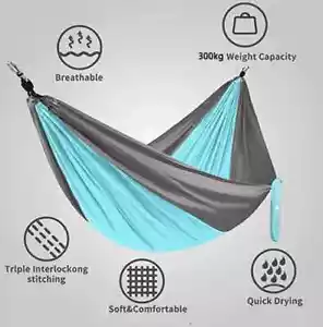 Hängematte Hammock aus Fallschirmnylon, belastbar bis ca. 300 kg - Bild 1 von 3