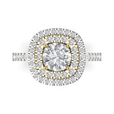 1.95ct Round Cut Halo Simulated Engagement Anniversary Ring 14k Two-Tone Gold