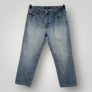 VINTAGE US Polo Assn Mens Jeans 38x34 Baggy Y2K Retro Blue Denim Distressed - Picture 1 of 10