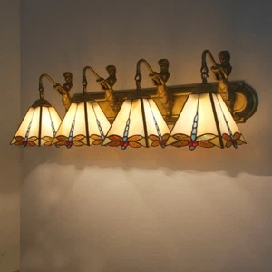 Baroque Wall Sconce Light Tiffany Stained Glass Bathroom Vanity Lighting Fixture - Picture 1 of 5