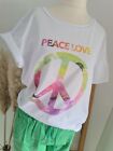 T-Shirt ITALY wei PEACE LOVE bedruckt grn-gelb-pink-bunt 38 - 42