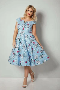 Hell Bunny Belinda Rockabilly Swing Retro Vintage Cocktail Evening Day Tea Dress - Picture 1 of 6