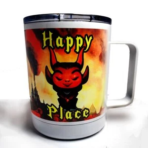 Happy Place, Stainless Steel Chibi Devil Demon Mug Thermus hell gothic - Picture 1 of 4