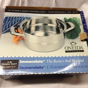 ONEIDA IMMACULATE STEAMER INSERT 5 QUARTS 18/10 STAINLESS STEEL IN ORIGINAL BOX - Picture 1 of 7