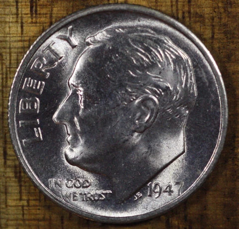 1947 S Roosevelt Dime CH BU LUSTER! 90% Silver US Coin From OBW Roll Cover