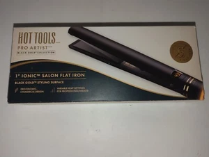 HOT TOOLS PRO ARTIST BLACK GOLD COLLECTION 1 " IONIC SALON FLAT IRON - BOXED - Picture 1 of 2