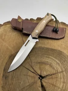 Handgemachtes Jagdmesser mit Full Tang-Klinge und Lederscheide (Wh130) - Bild 1 von 10