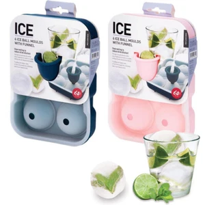 ICE BALL MOULD With Easy Pour Funnel - Makes 6 Ice Balls - Silicone Tray **NEW** - Picture 1 of 18