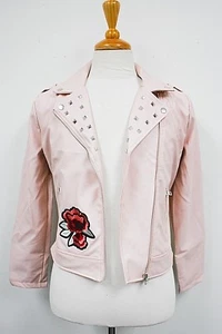 New Look™ Brand Medium Size Pink Jacket with Metal Studs and Rose On Right Lapel - Picture 1 of 5