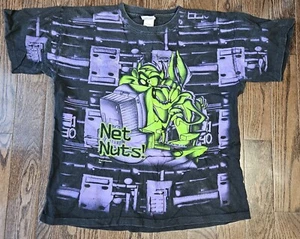 Vintage 1996 Looney Tunes "Net Nuts" AOP T-Shirt Size Large – All Over Print - Picture 1 of 24