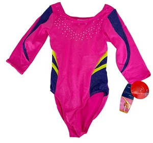 Freestyle by Danskin Girls Pink Leotard Size Large 10/12 Gymnastics Glitter New - Picture 1 of 4