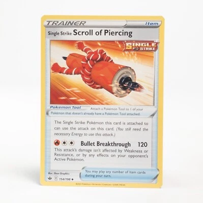 Single Strike Scroll of Piercing 154/198 Pokemon Chilling Reign Uncommon NM - Image 1 of 2