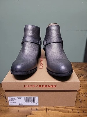 Lucky Brand Pewter Ankle Leather Booties Size 8.5 - Image 1 of 4