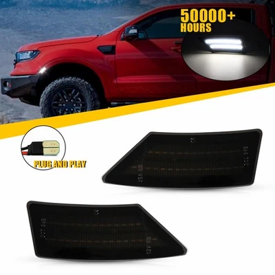 For Ford Ranger XL XLT Lariat 2019-2023 Smoke Lens LED Front Side Marker Parking - Image 1 of 4