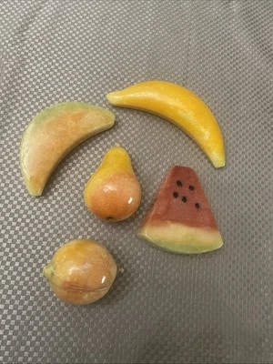 Vintage Italian Albaster Polished Stone Fruit Bannana Melons Pear Peach - Image 1 of 4
