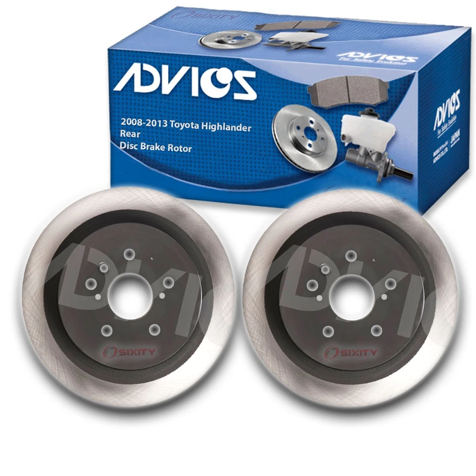 2 pc ADVICS Rear Disc Brake Rotor for 2008-2013 Toyota Highlander  - Braking qq - Image 1 of 4