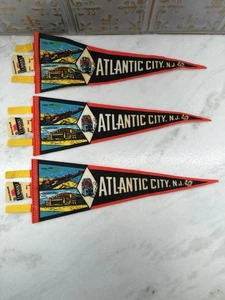 Lot Of 3 Vintage Atlantic City, NJ Mini Pennants, 16” Long - Picture 1 of 8