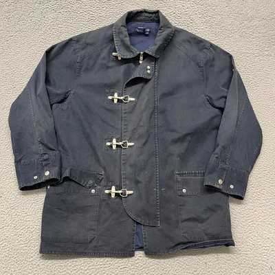 Винтажный Nautica пожарного застежки куртка мужская L синий морской яхт-клуб парусный 90-х - Изображение 1 из 4