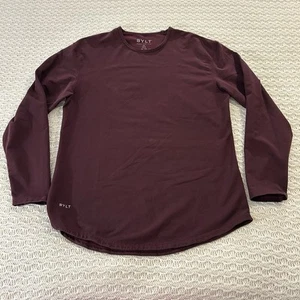 Camiseta BYLT Para Hombre Granate Rayas Corte Caída Manga Larga Cuello Redondo - Grande - Imagen 1 de 6