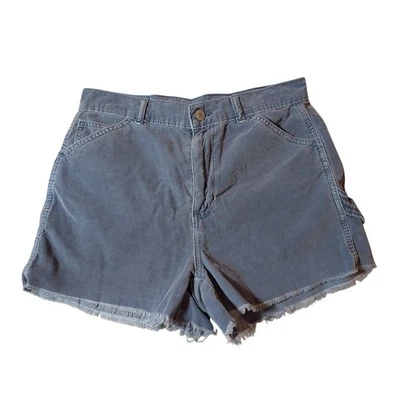 American Eagle Corduroy Cargo Shorts Size 4 Blue Gray High Rise Boyfriend Cutoff - Image 1 of 4