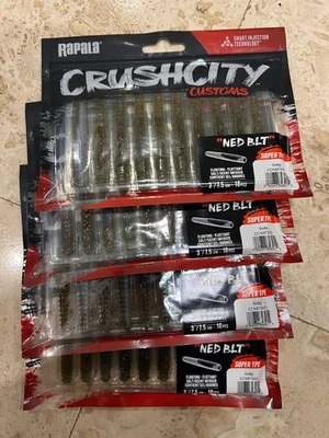 LOTE DE 4 paquetes de Rapala Crush City Customs 3” NED BLT GOBY Foto 1 de 2