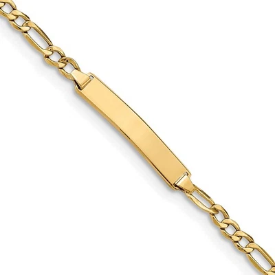 14k Yellow Gold Semi-Solid Chain Figaro Link 23x4.3mm Plate Bracelet 8" - Image 1 of 2