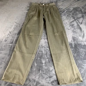 Vintage Polo Ralph Lauren Pants Mens 30 36 Army Green Chino Pleated Flaw Read - Picture 1 of 15