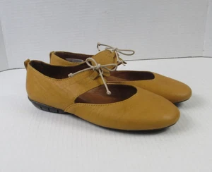 Sergio Tomani Sundance Shoe Yellow Tie Up Mary Jane Flats Size Euro 39 US 8.5 - Picture 1 of 8