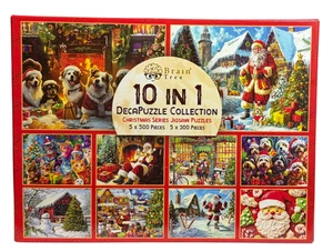 10 in 1 DecaPuzzle Collection Christmas Series Brain Tree 5x500 & 5x300 Piece - Picture 1 of 7