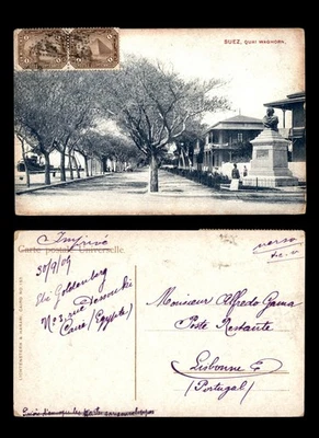 Mayfairstamps Egypt 1909 Suez Quai Waghorn to Lisbo Portugal Street Scene Pictur - image 1 of 2