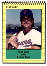 1991 Salinas Spurs ProCards #2251 Todd Cruz Detroit Michigan MI Baseball Card